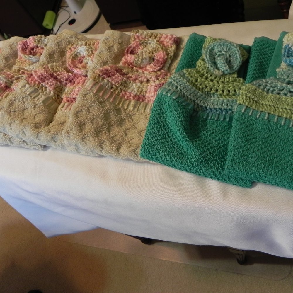 HOMEMADE crocheted kitchen towels